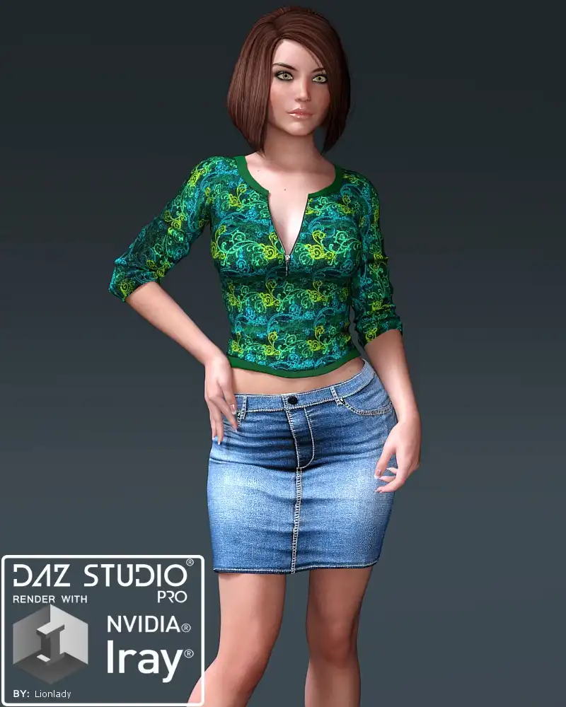 Blair Zip Top and Long Mini for G3F_DAZ3DDL