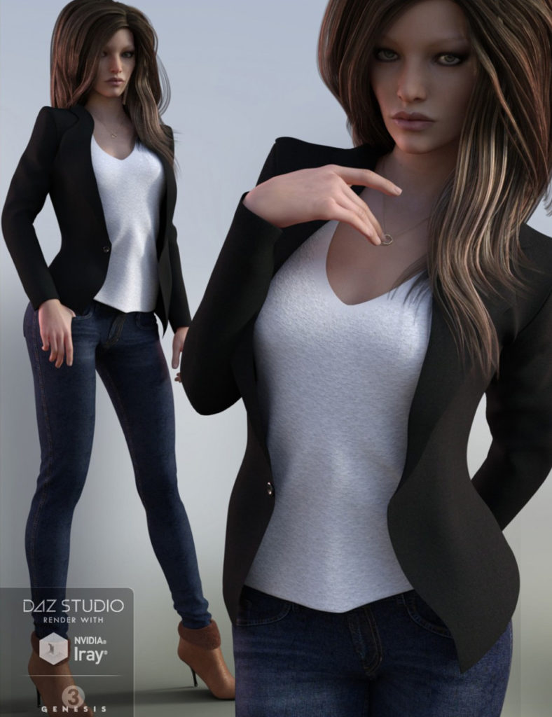 Blazer Outfit for Genesis 3 Female(s)_DAZ3D下载站