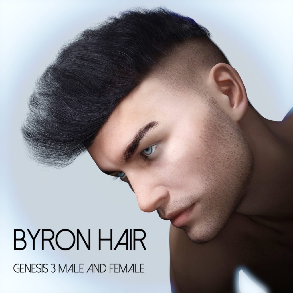 Byron Hair for Genesis 3 Males and Females_DAZ3D下载站