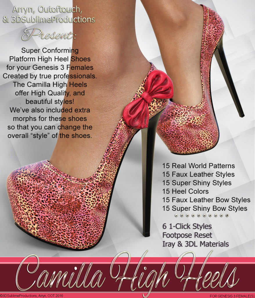 Camilla High Heels for Genesis 3 Female(s)_DAZ3D下载站