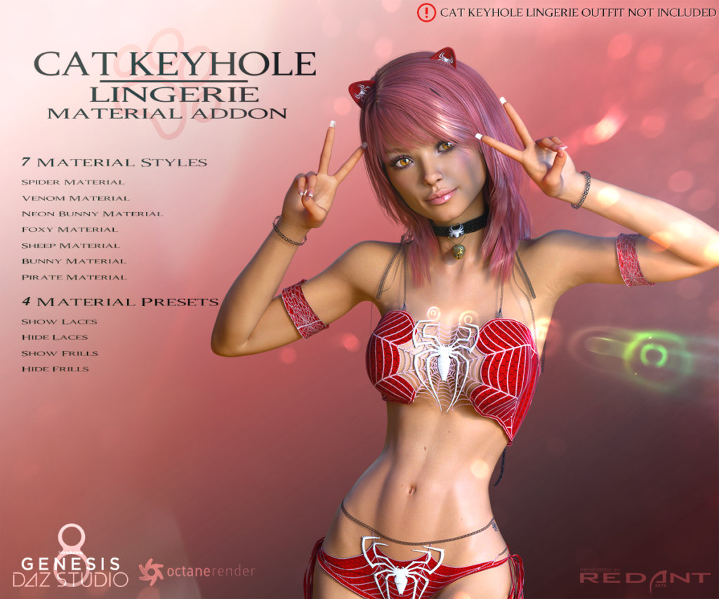 Cat Keyhole Lingerie Material Add-on for G8F_DAZ3D下载站