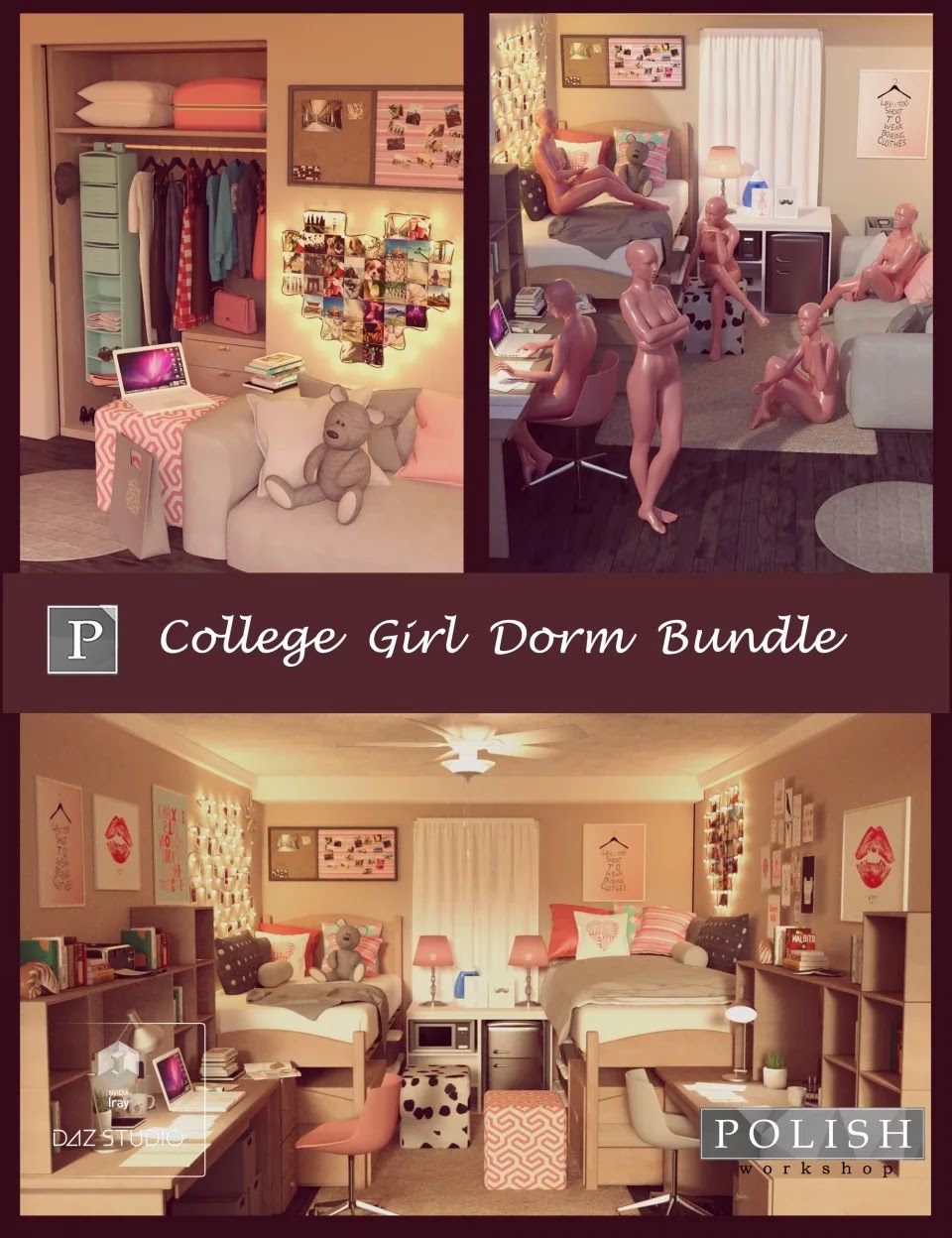 College Girl Dorm Bundle_DAZ3D下载站
