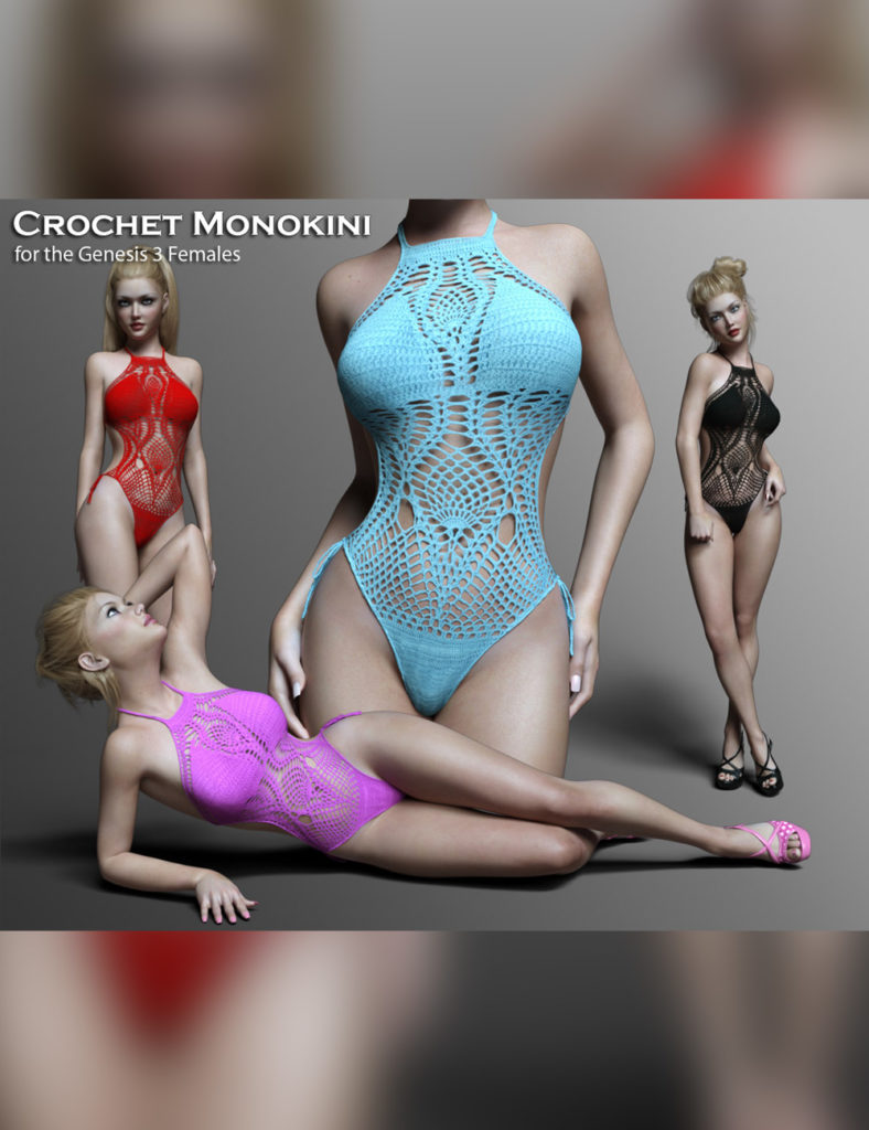 Crochet Monokini for Genesis 3 Female_DAZ3D下载站