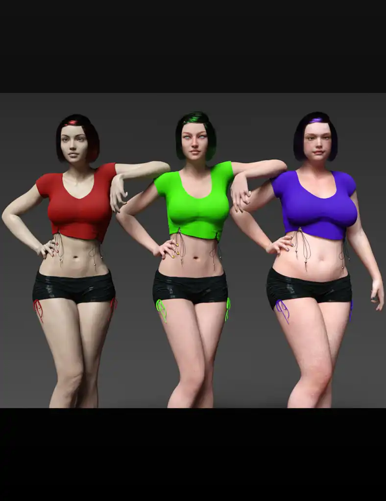 Crop Top and String Shorts for G3F_DAZ3D下载站