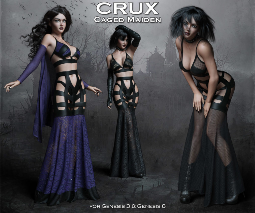 CruX Caged Maiden with dForce_DAZ3DDL
