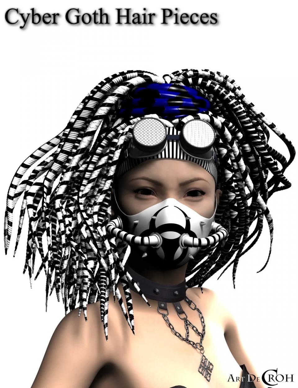 Cyber Goth Hair Pieces for Genesis 8 Female(s)_DAZ3D下载站