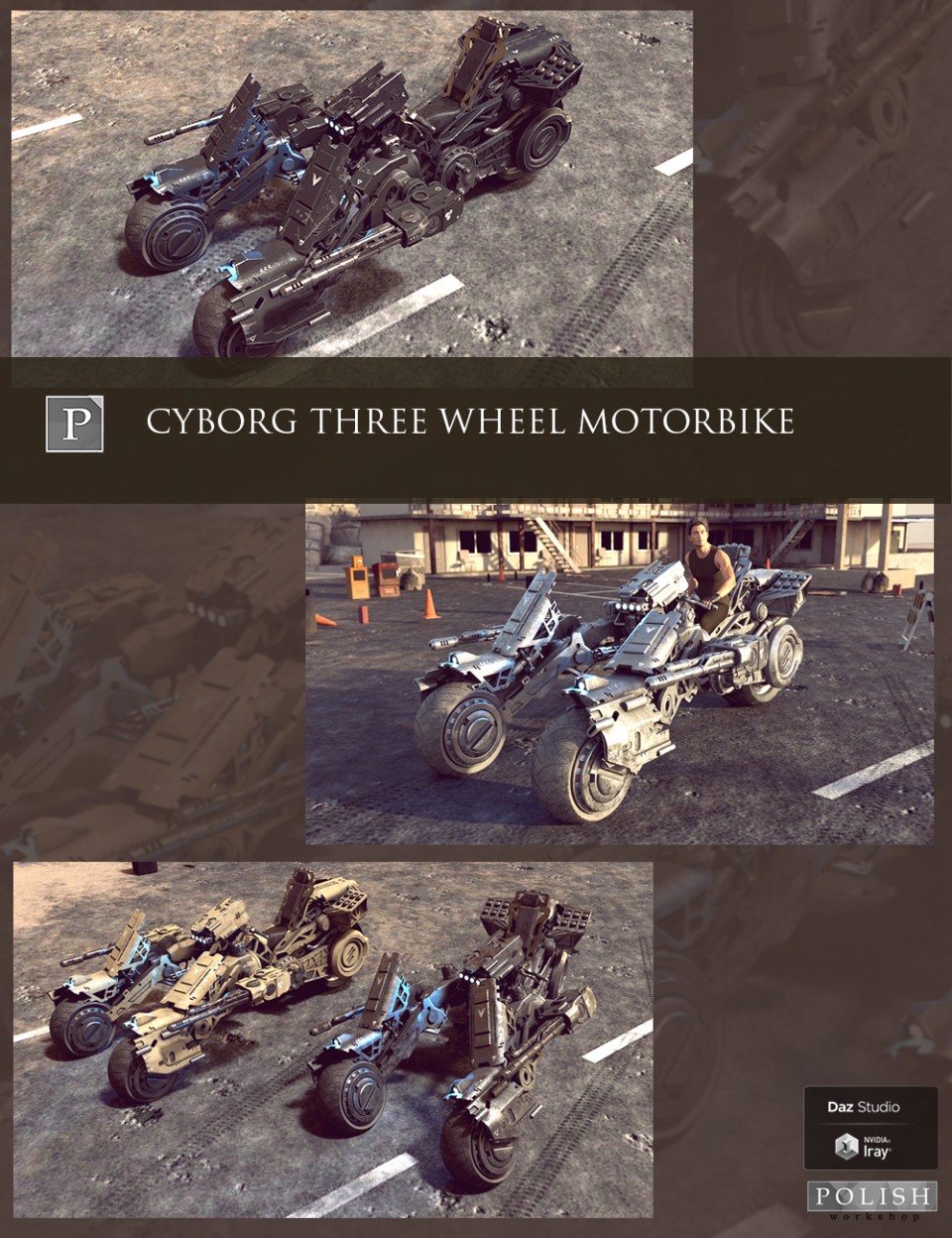 Cyborg Three Wheel Motorbike_DAZ3D下载站