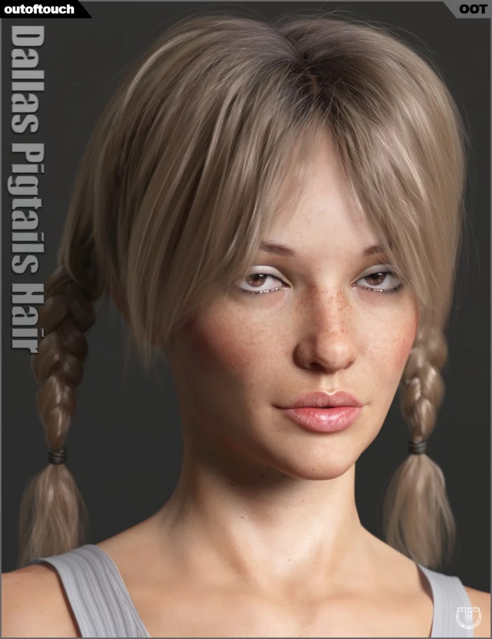 Dallas Pigtails Hair for Genesis 3 and 8 Female(s)_DAZ3D下载站