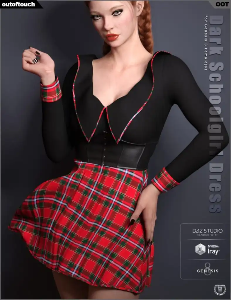 Dark Schoolgirl Dress for Genesis 8 Female(s)_DAZ3D下载站