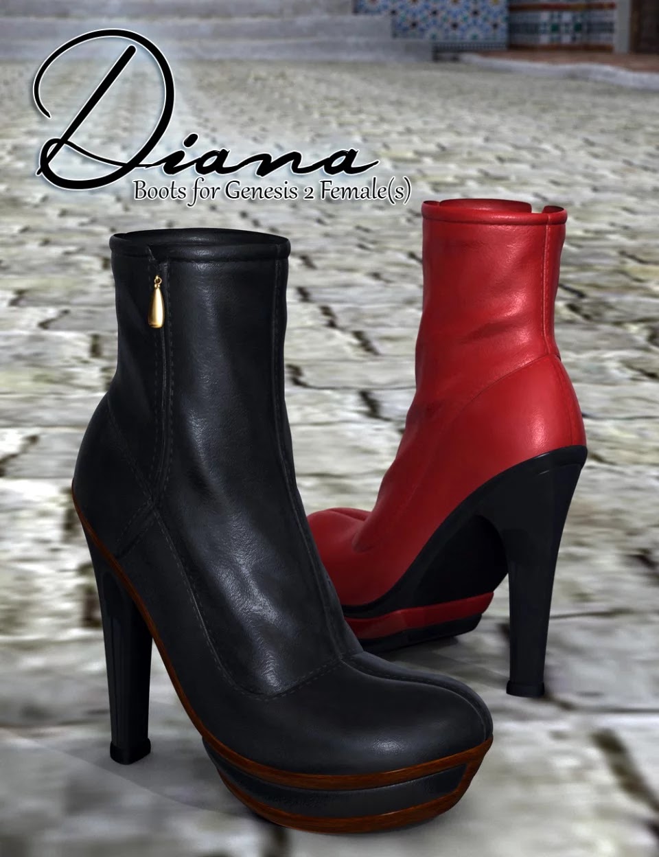 Diana Boots for Genesis 2 Female(s)_DAZ3D下载站
