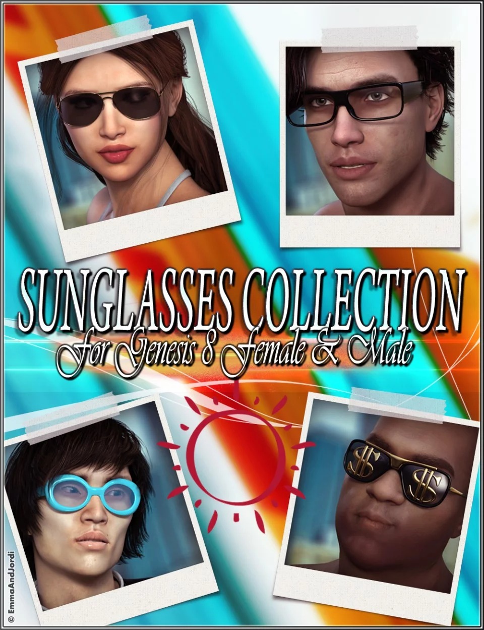 EJ Sunglasses Collection for Genesis 8 Female(s) and Male(s)_DAZ3D下载站