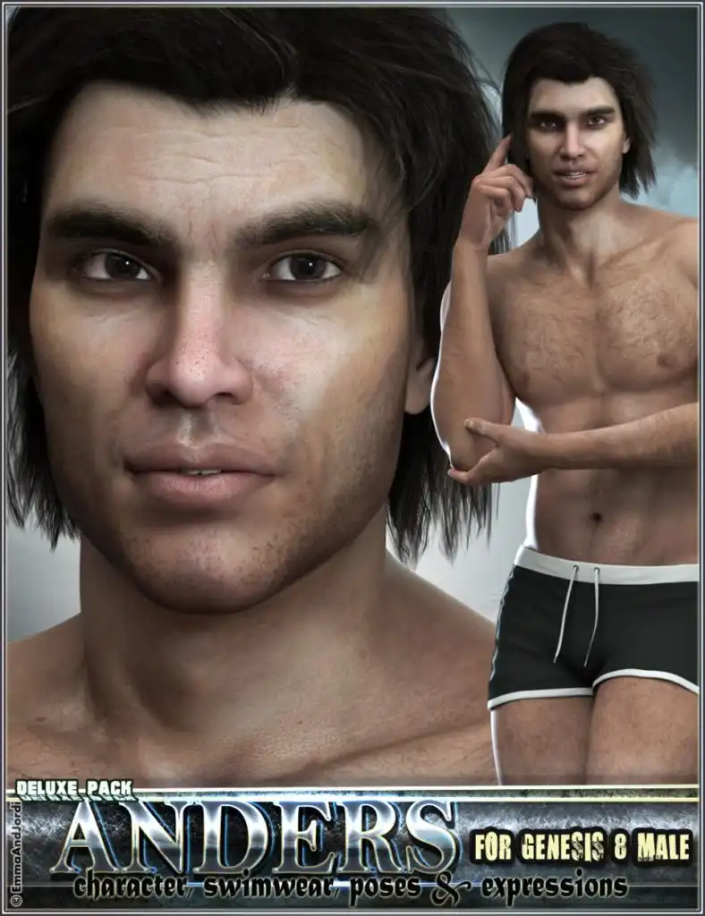 EJ Anders Deluxe Pack for Genesis 8 Male_DAZ3D下载站