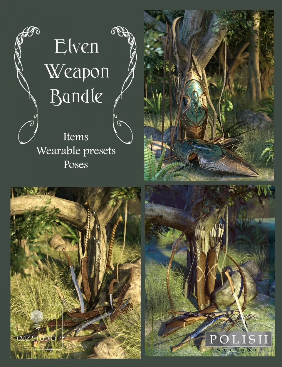 Elven Weapon Bundle_DAZ3D下载站