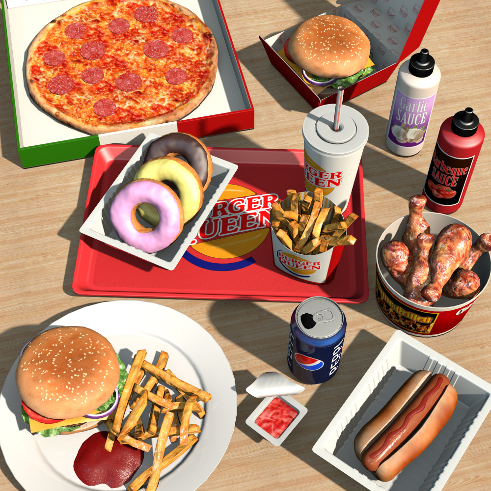 Everyday Items, Fast Food_DAZ3D下载站