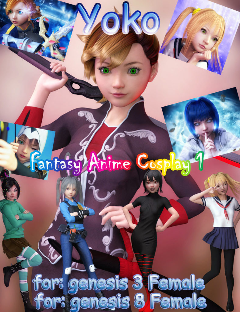 Fantasy Anime Cosplay 1 – Yoko for G3F G8F_DAZ3D下载站