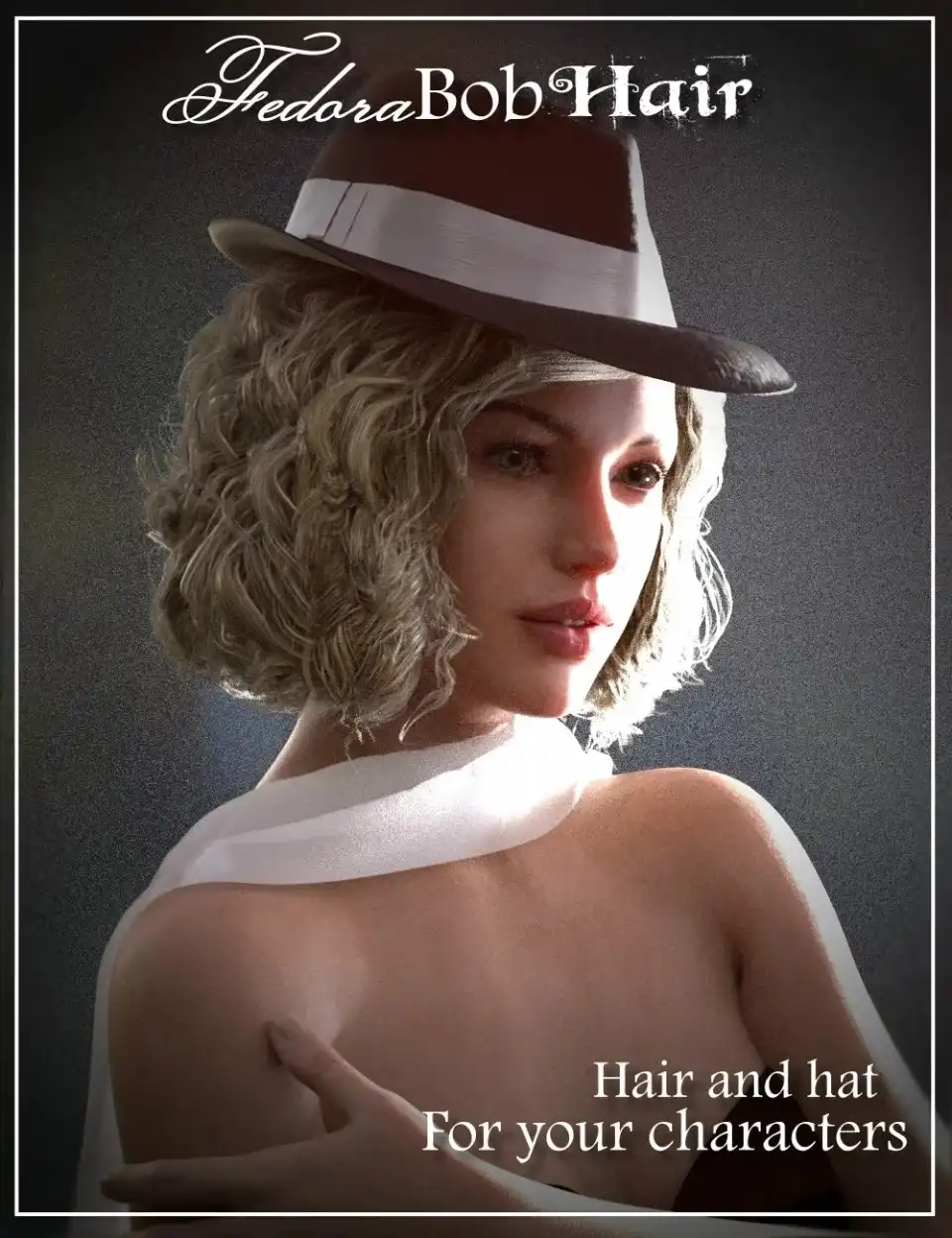 Fedora Bob Hair for Genesis 3 and 8 Female(s)_DAZ3DDL