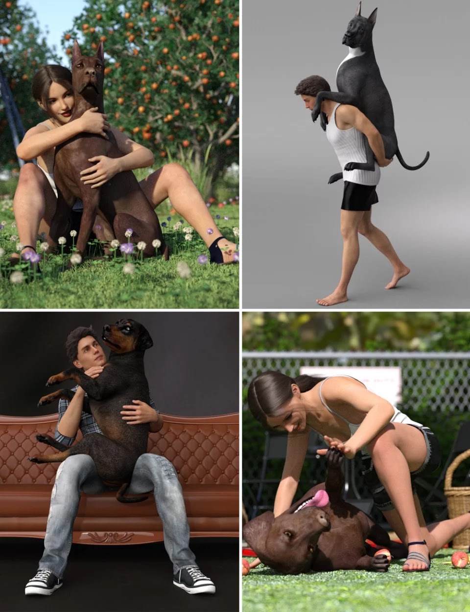 Fun Poses for Daz Dog 8 and Victoria 8 and Michael 8_DAZ3D下载站