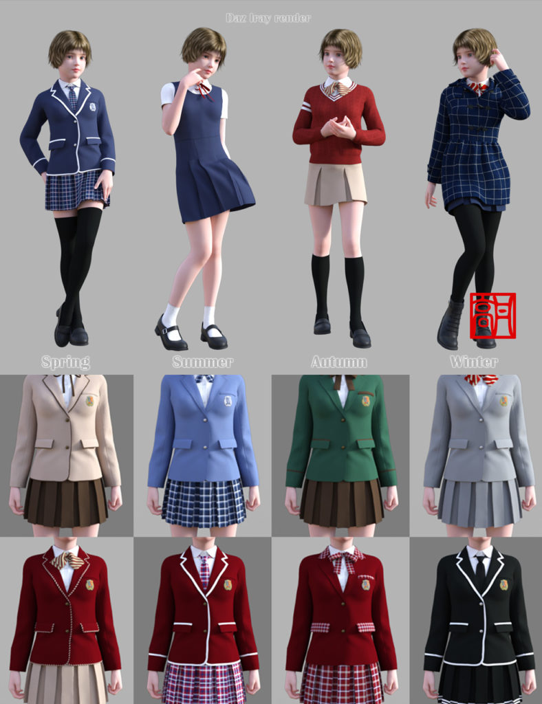 GaoDan School Uniforms 20_DAZ3D下载站