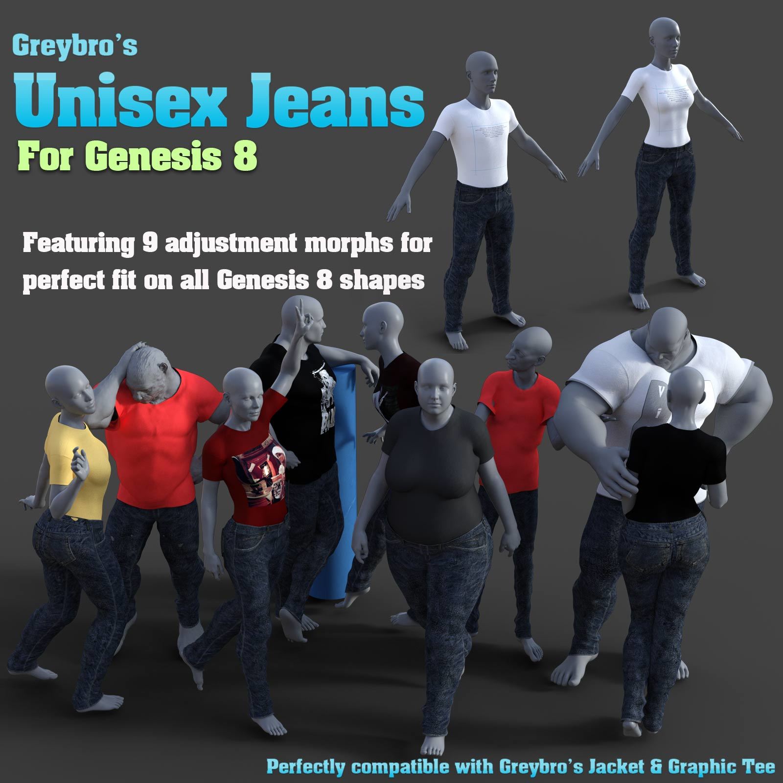 Greybro’s Unisex Jeans for G8_DAZ3D下载站