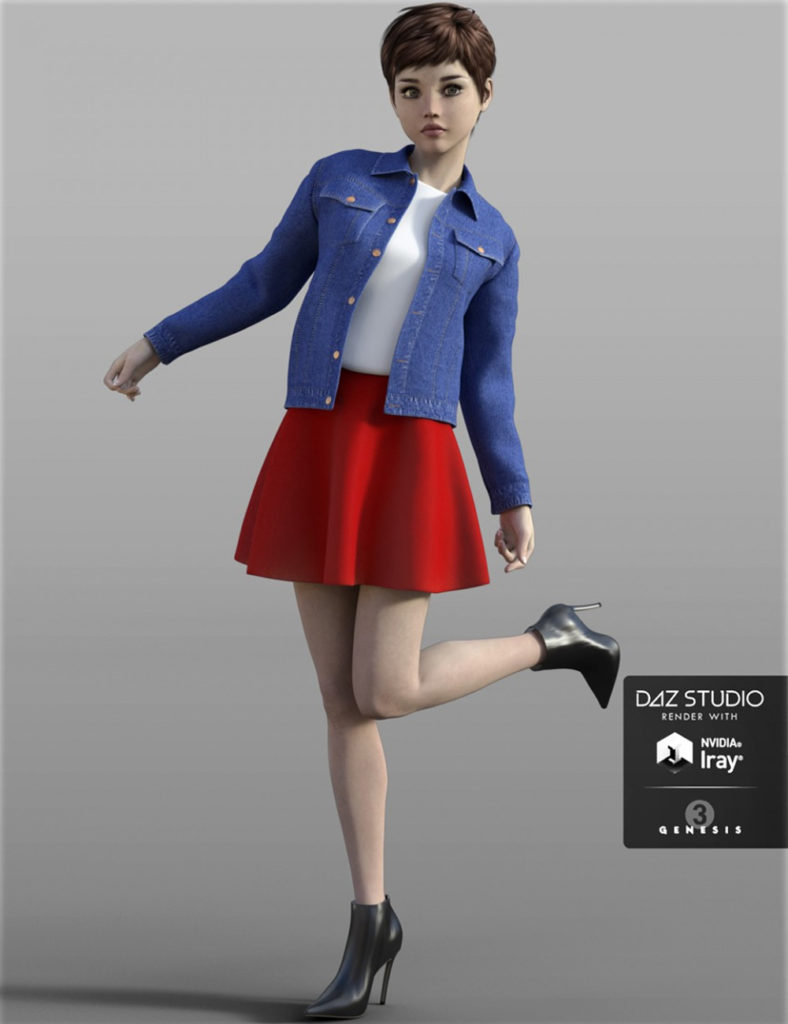H&C Denim Jacket Outfit for Genesis 3 Female(s)_DAZ3D下载站