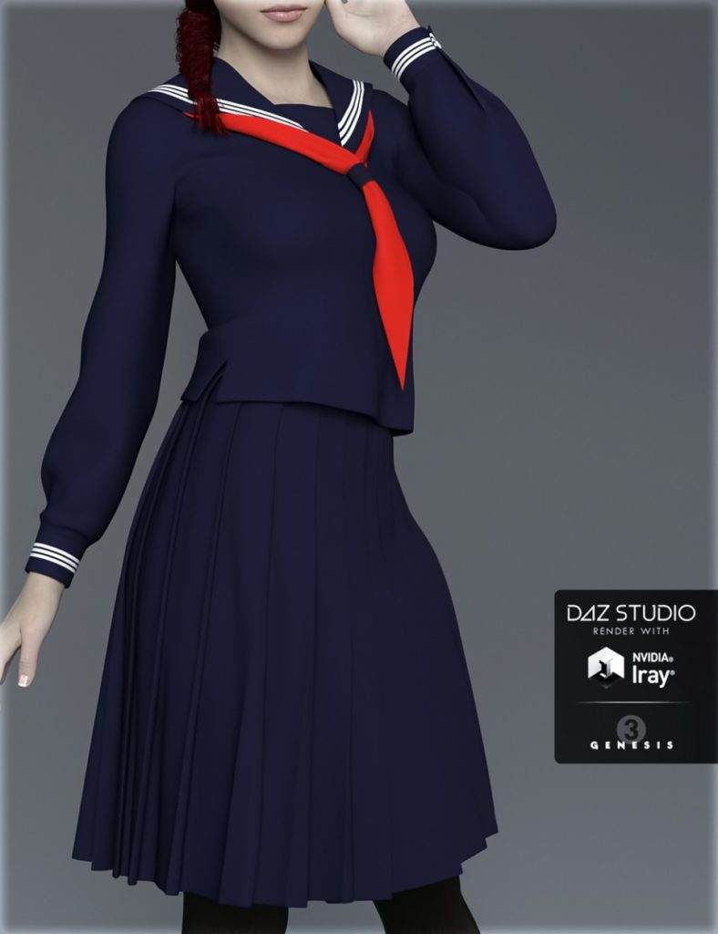 H&C Japanese School Uniforms B for Genesis 3 Female(s)_DAZ3D下载站