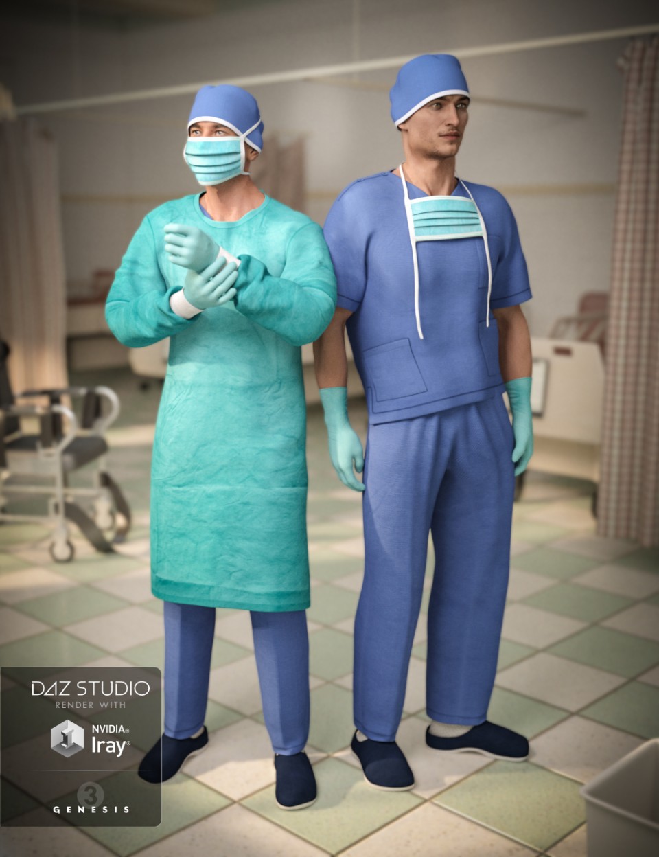 H&C Medical Scrubs Set for Genesis 3 Male(s)_DAZ3DDL