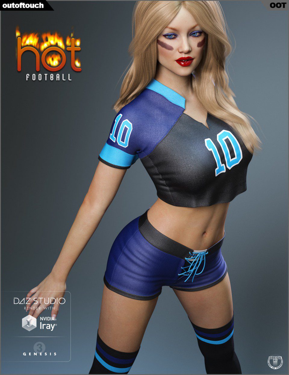 HOT Football Outfit for Genesis 3 Female(s)_DAZ3D下载站