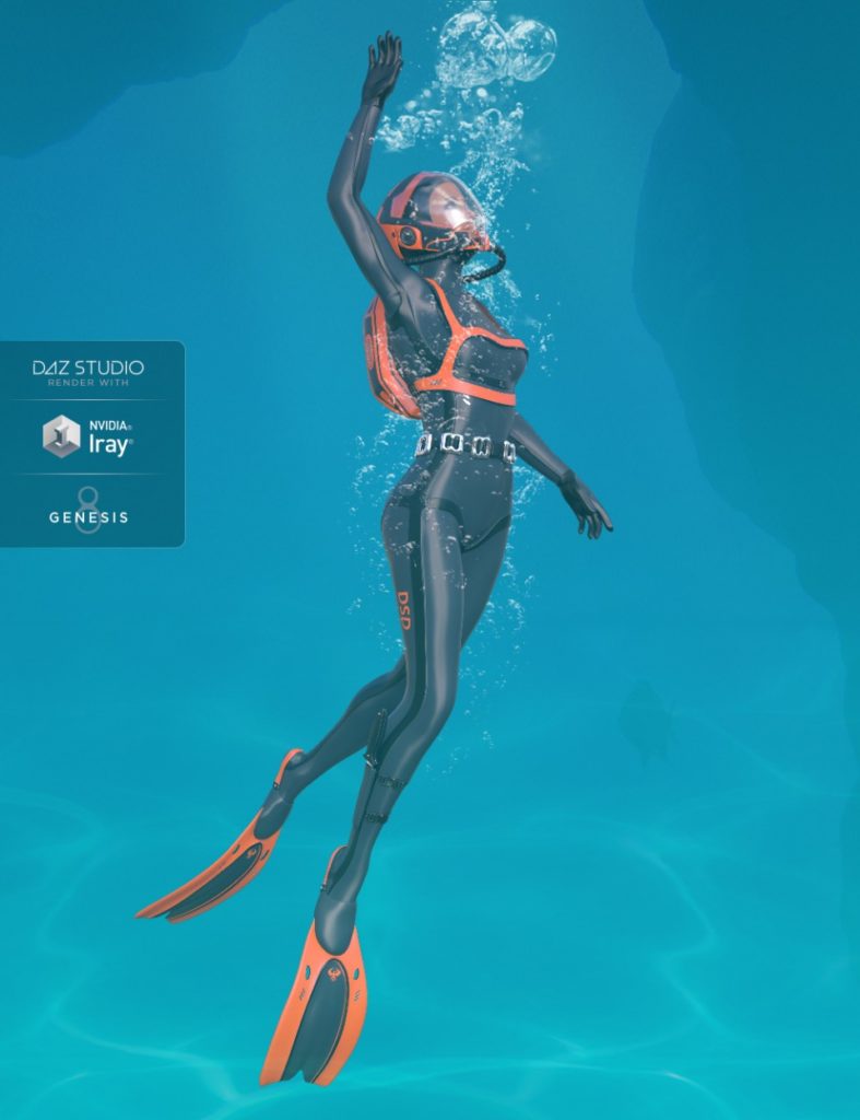 High Tech Scuba Diver for Genesis 8 Female(s)_DAZ3D下载站