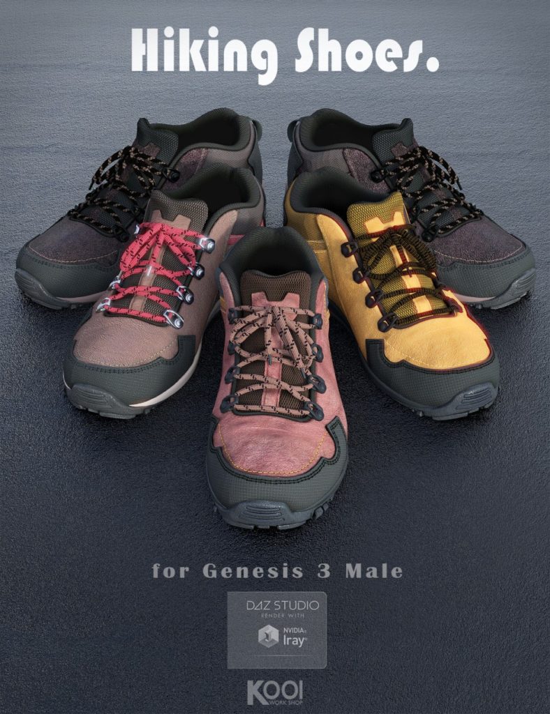 Hiking Shoes for Genesis 3 Male(s)_DAZ3D下载站