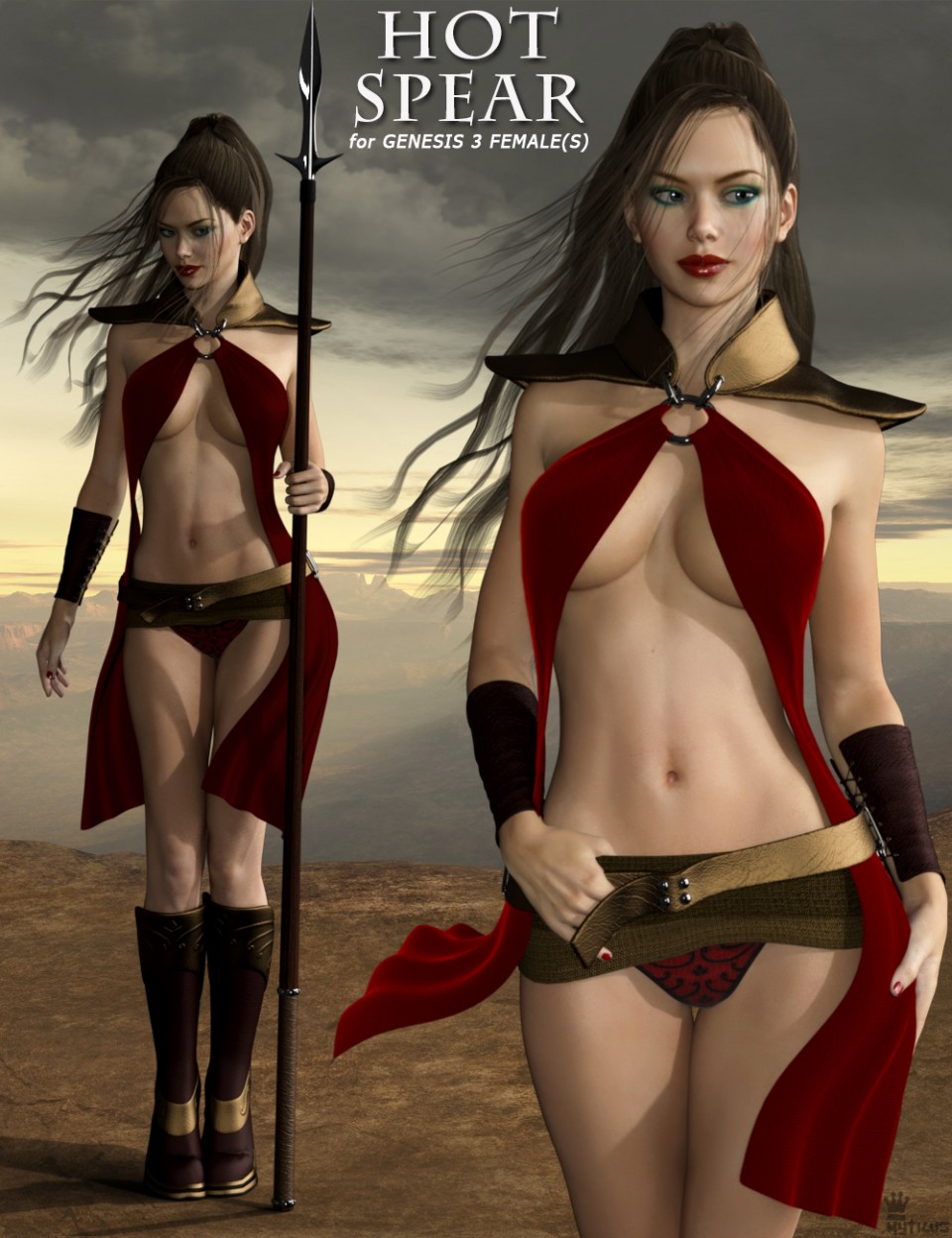 Hot Spear Outfit for Genesis 3 Female(s)_DAZ3D下载站