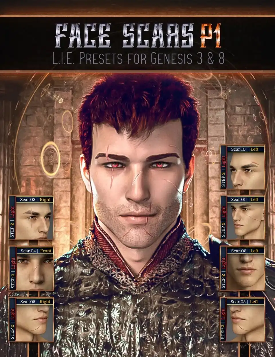 L.I.E. FACE SCARS for Genesis 3 and 8_DAZ3D下载站