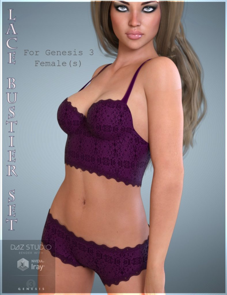 Lace Bustier Set for Genesis 3 Female(s)_DAZ3D下载站