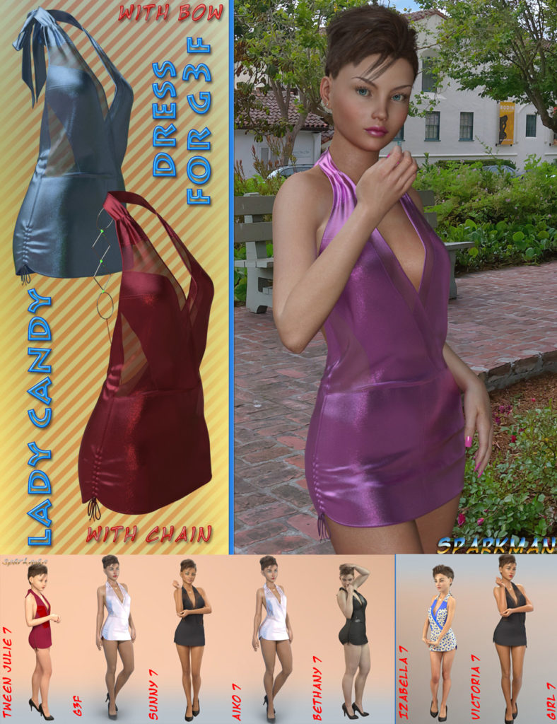 Lady Candy Dress for Genesis 3 Female_DAZ3D下载站