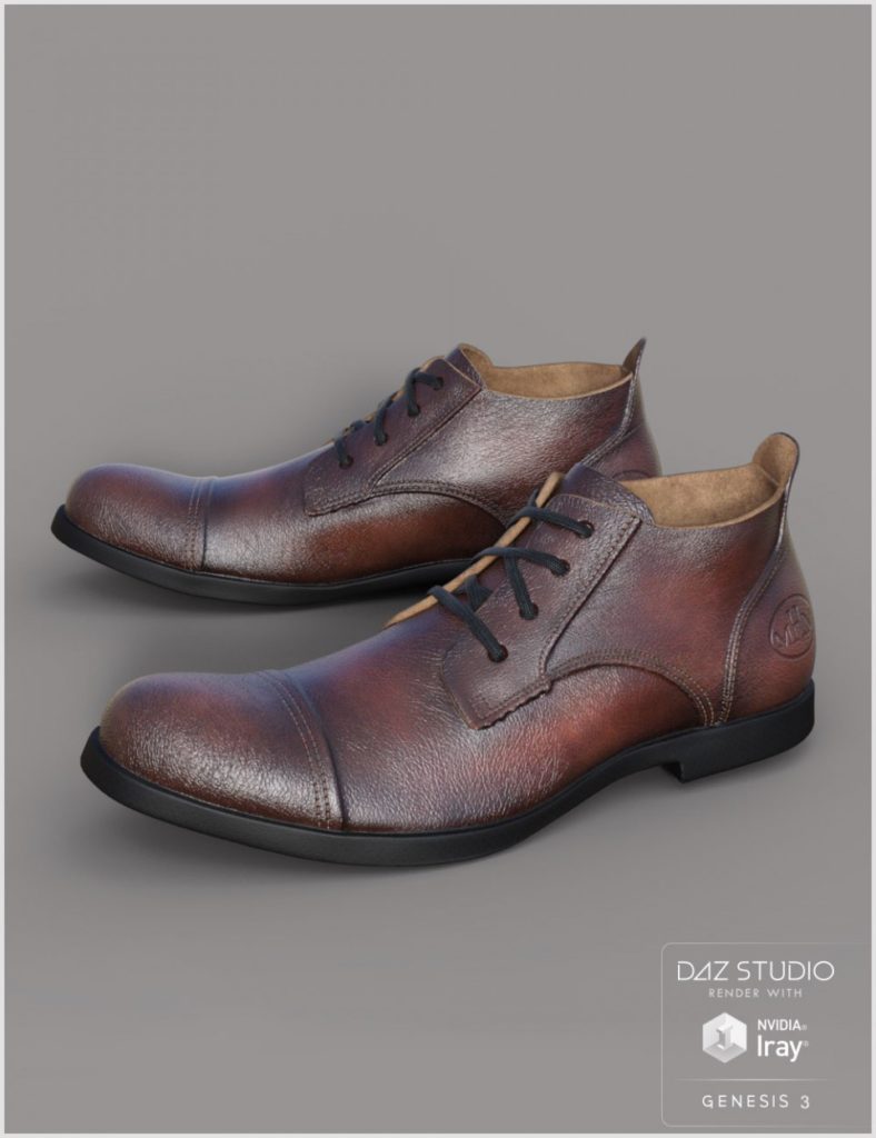Leather Shoes For Genesis 3 Male(s)_DAZ3D下载站