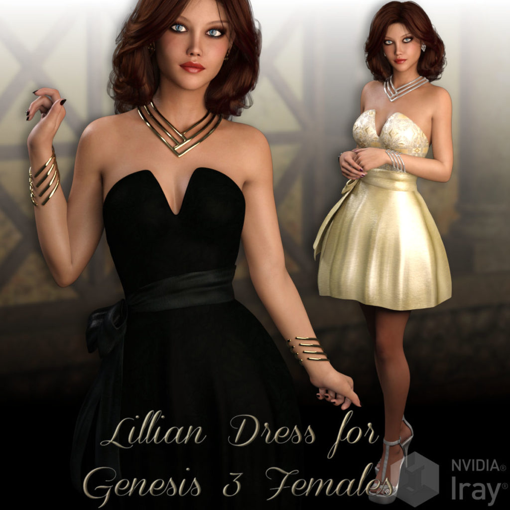 Lillian Dress For Genesis 3 Female_DAZ3D下载站