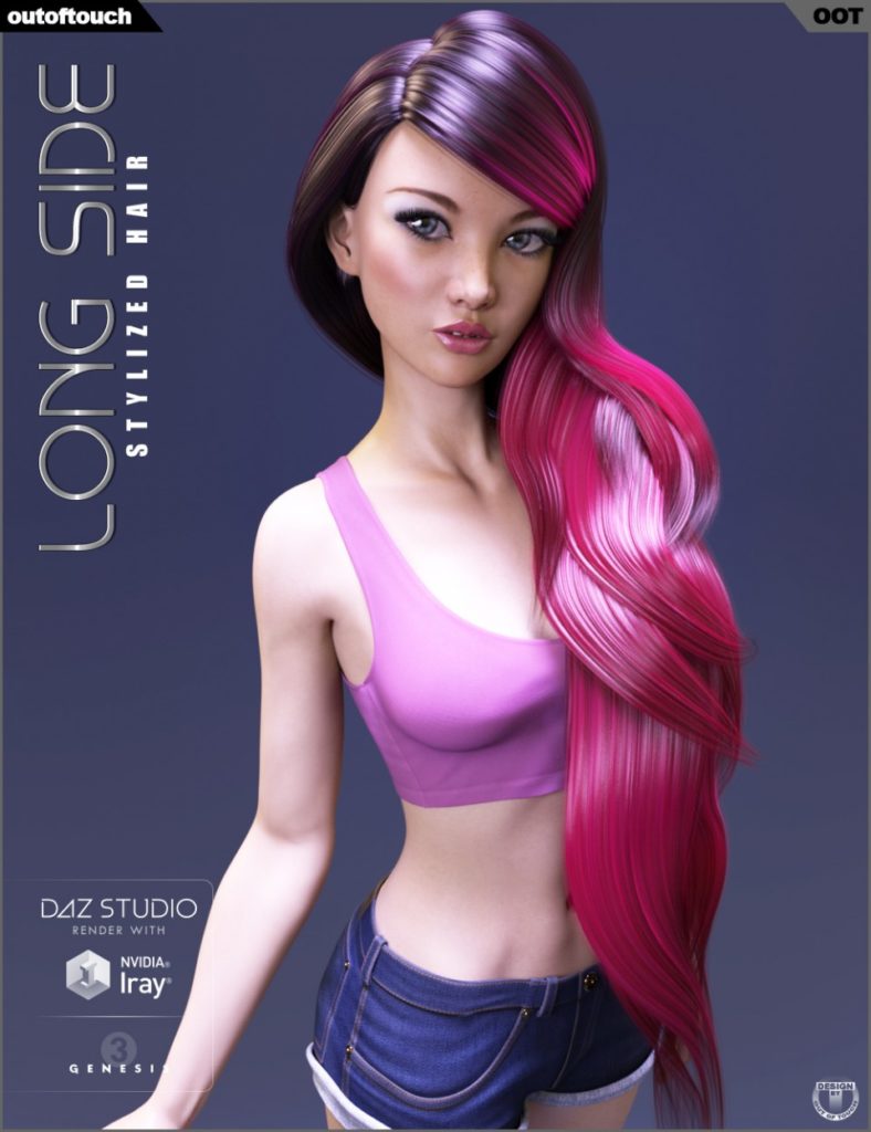 Long Side Hair for Genesis 3 Female(s)_DAZ3D下载站