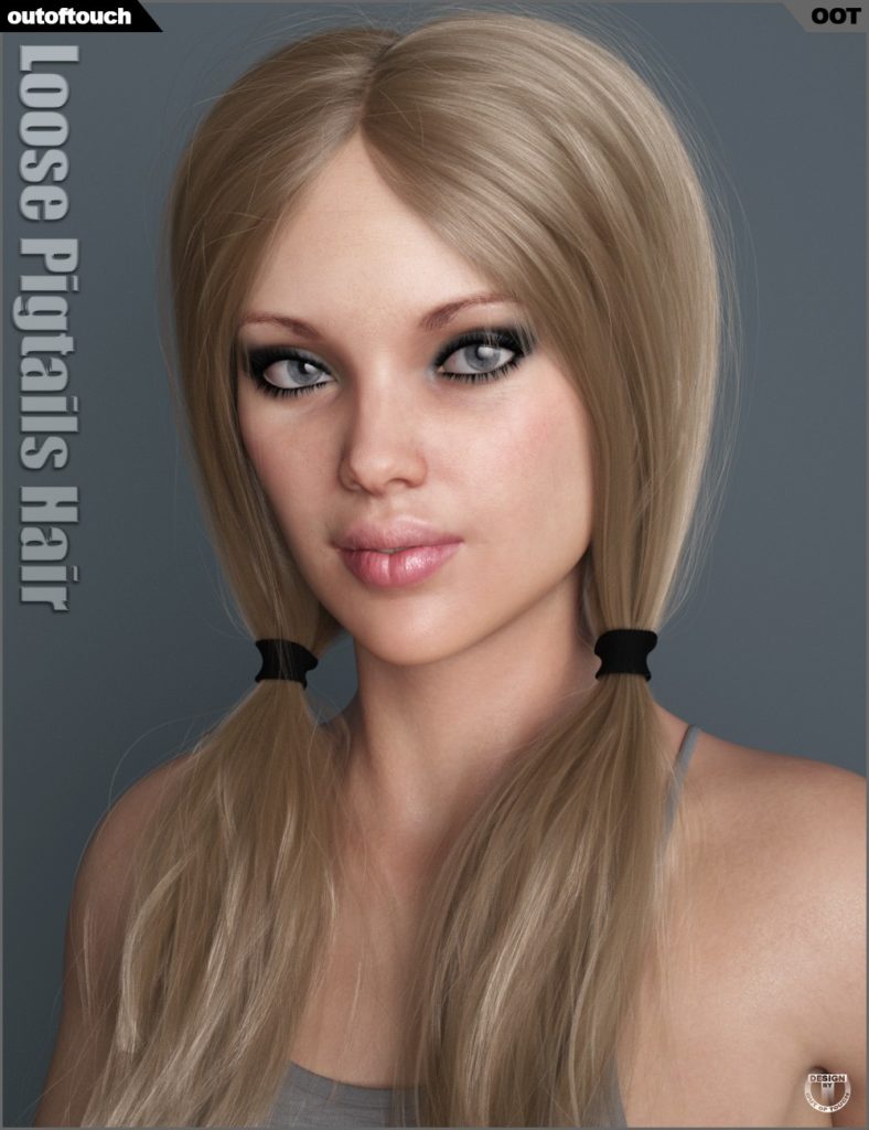 Loose Pigtails Hair for Genesis 3 and 8 Female(s)_DAZ3D下载站