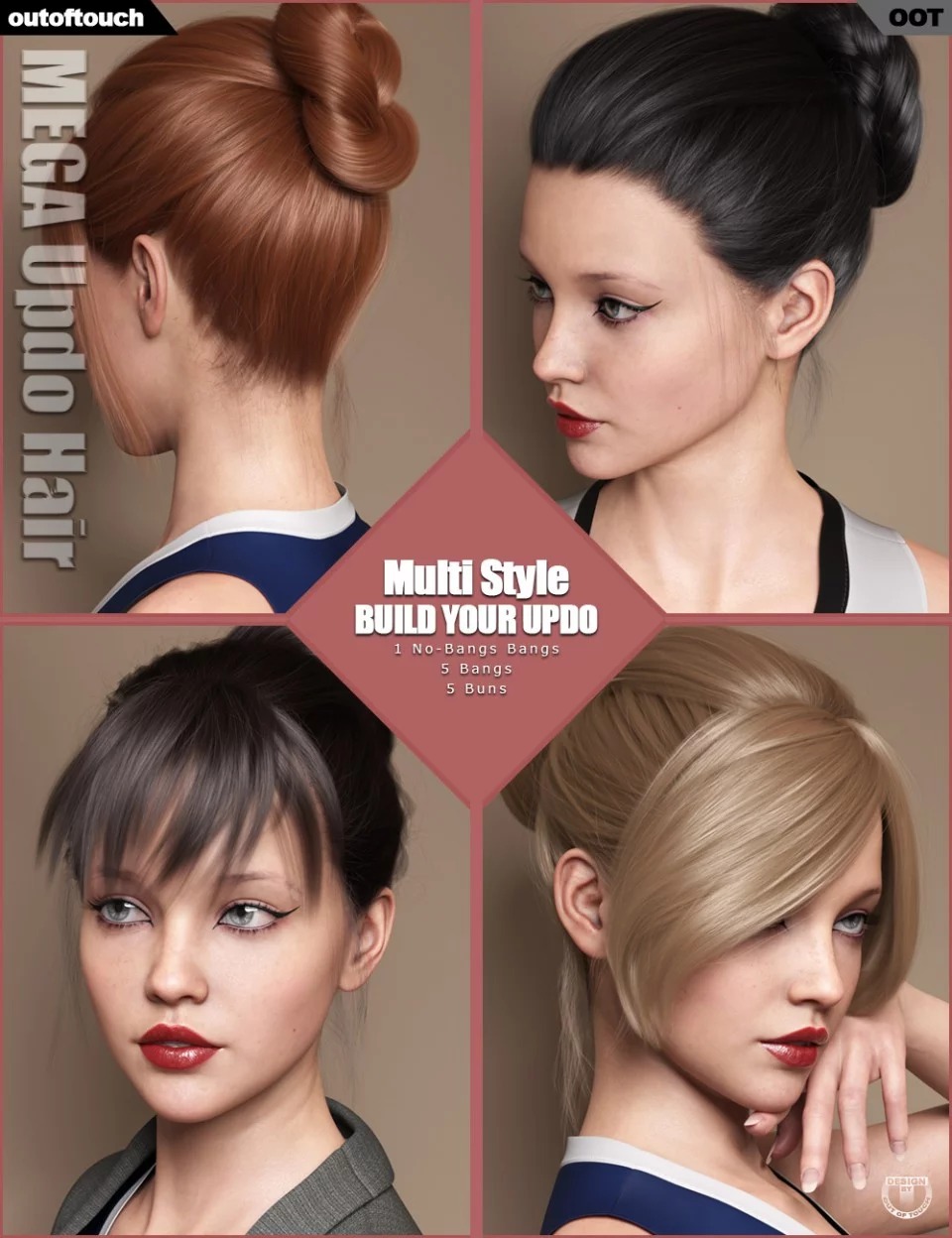 MEGA Updo Hair for Genesis 3 and 8 Female(s)_DAZ3D下载站