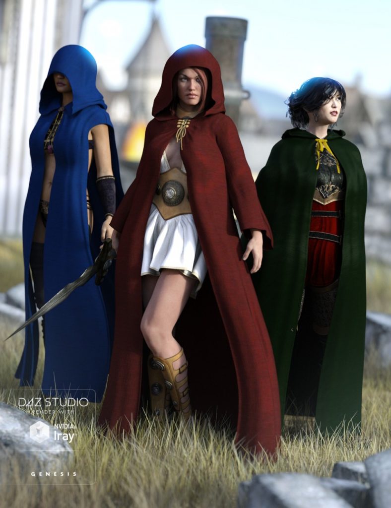 Medieval Cloaks for Genesis 3 Female(s)_DAZ3D下载站