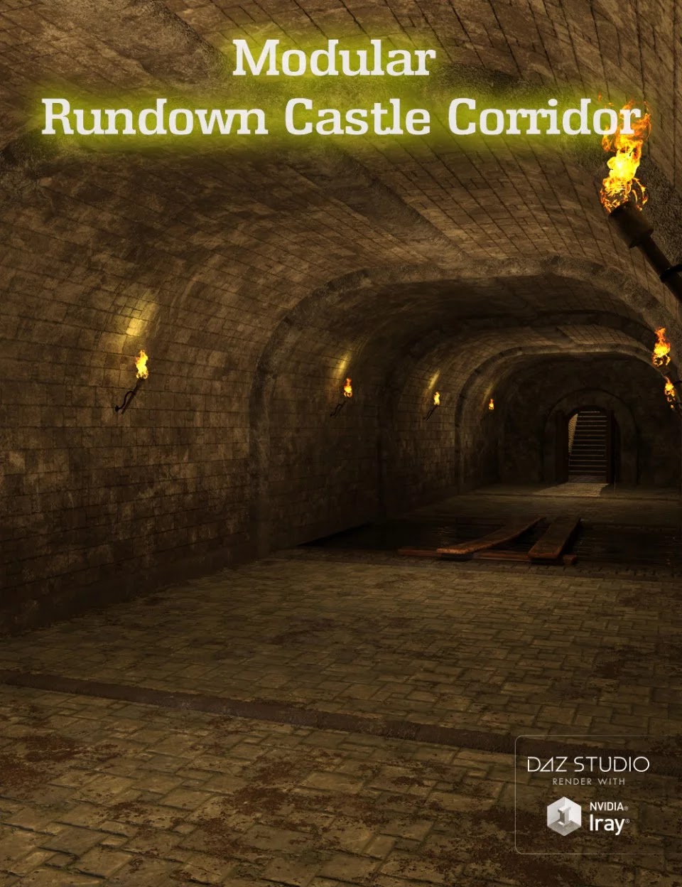 Modular Rundown Castle Corridor_DAZ3D下载站