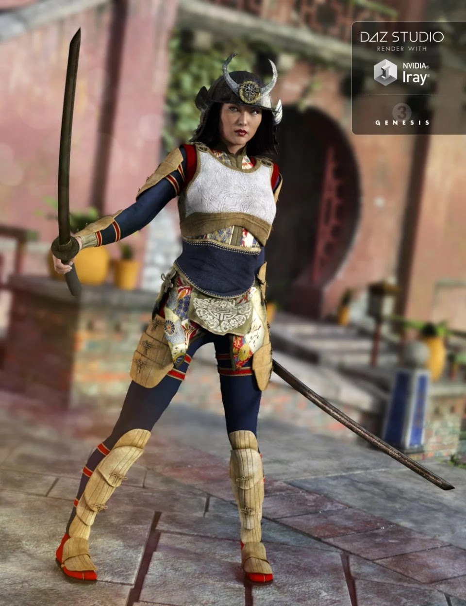 Nitsu Hinshi Samurai Armor for Genesis 3 Female(s)_DAZ3D下载站