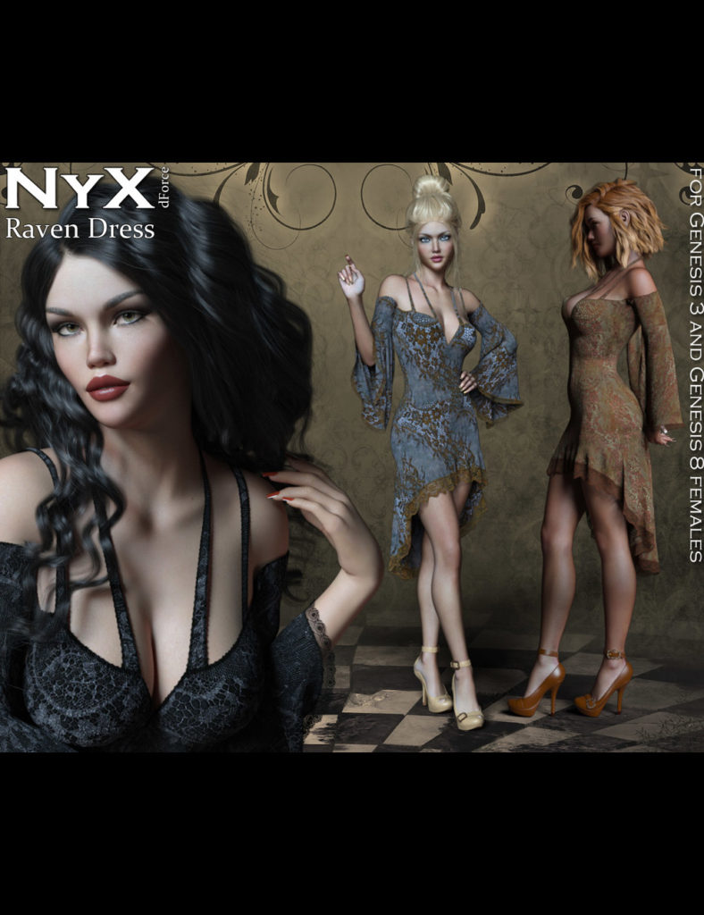 NyX Raven dForce Dress_DAZ3D下载站