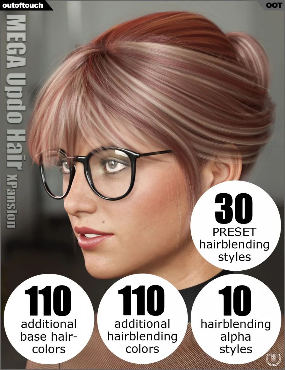 OOT Hairblending 2.0 Texture XPansion for MEGA Updo Hair_DAZ3DDL