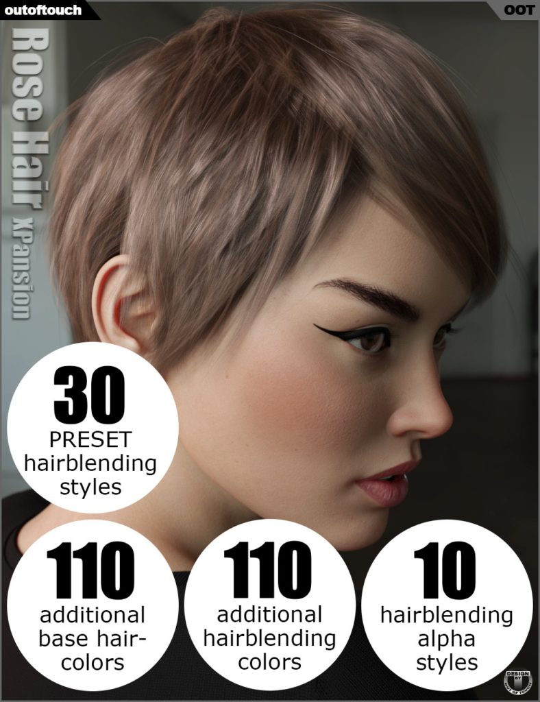 OOT Hairblending 2.0 Texture XPansion for Rose Hair_DAZ3D下载站