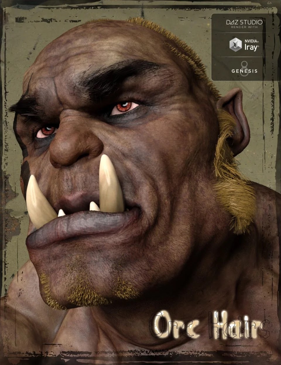 Orc Hair and Beards for Orc Brute and Genesis 8 Male(s)_DAZ3D下载站