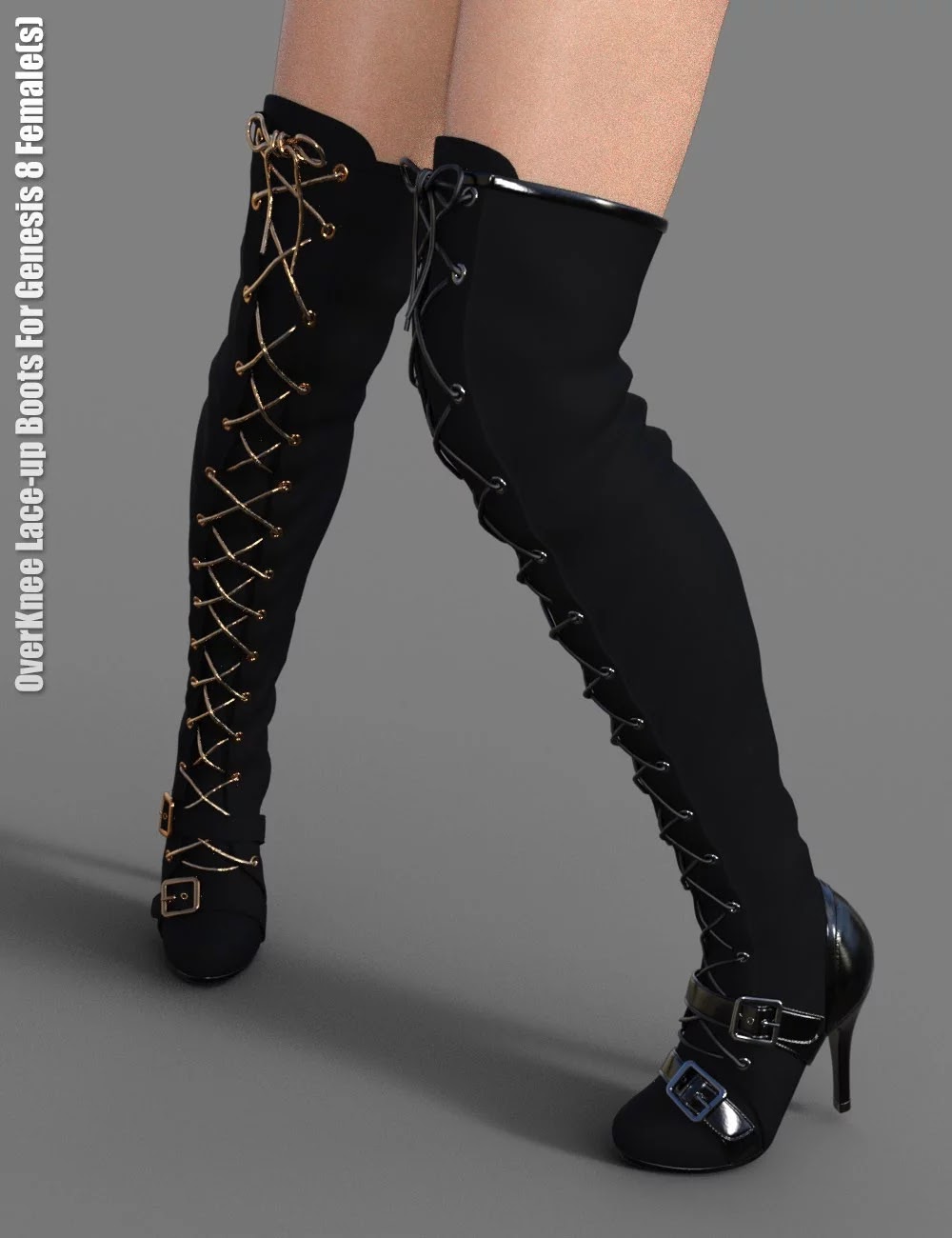 OverKnee Lace-Up Boots for Genesis 8 Female(s)_DAZ3D下载站