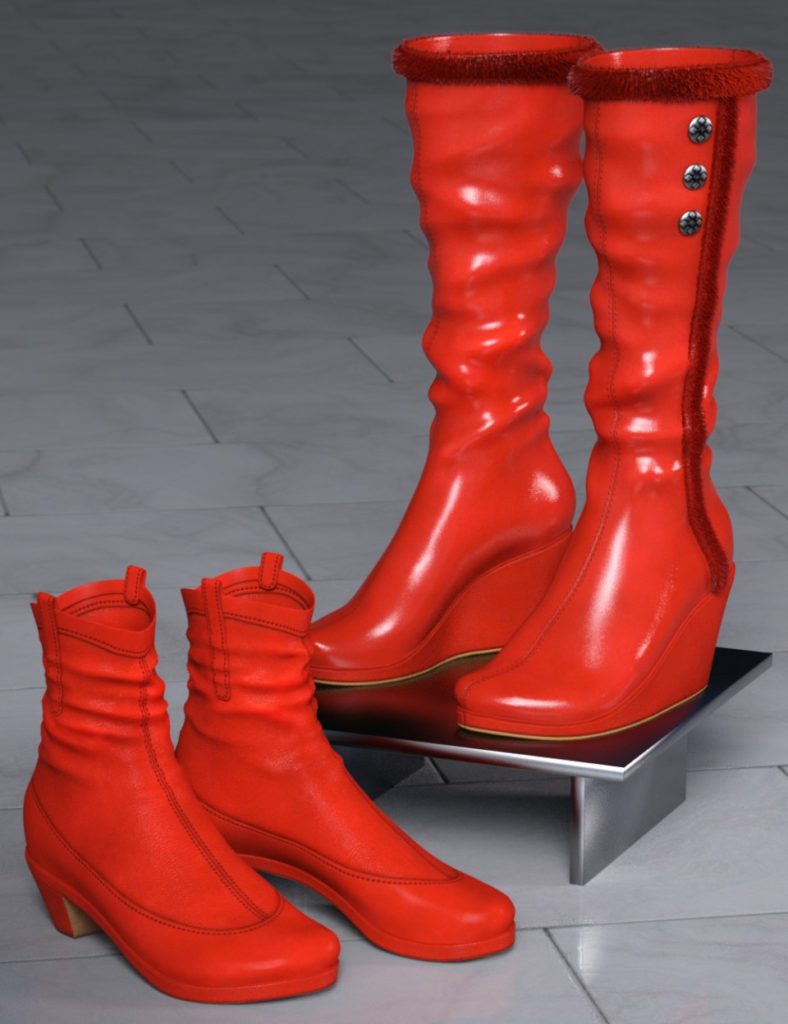 Patchwork Shoes: Boots 3 and 4 for Genesis 3 and 8 Female(s)_DAZ3D下载站