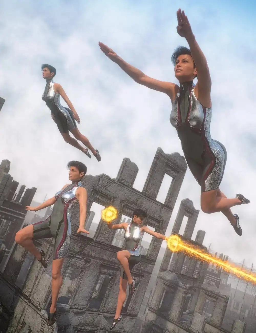 Power Blast Poses for Victoria 7 and 8 and Michael 7 and 8_DAZ3D下载站