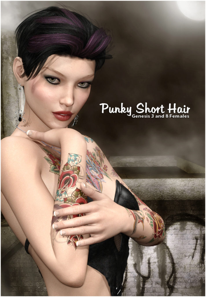 Punky Short Hair for Gen 3 and 8 DazStudio_DAZ3DDL
