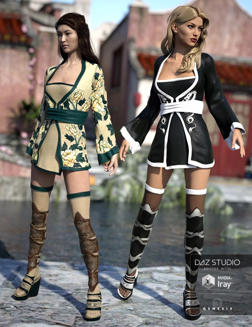 Red Lilies Outfit Textures_DAZ3D下载站